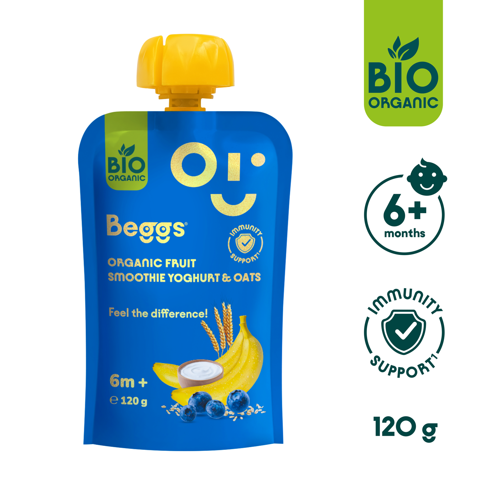 Beggs BIO Smoothie s ovocem, jogurtem a ovesnými vločkami (120 g)
