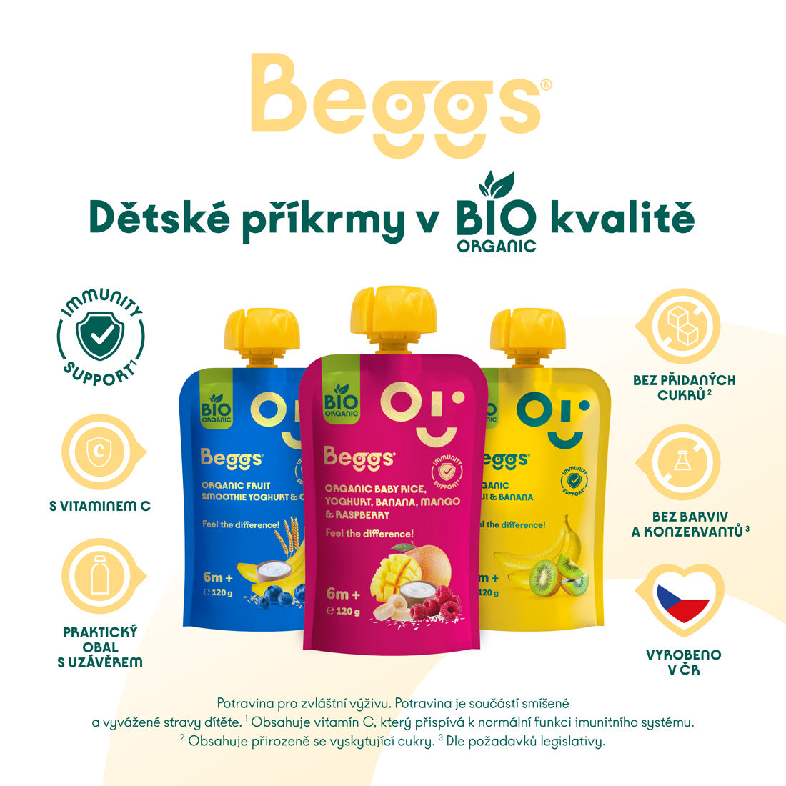 Beggs BIO Detská ryža s jogurtom, banánom, mangom a malinami (120 g)