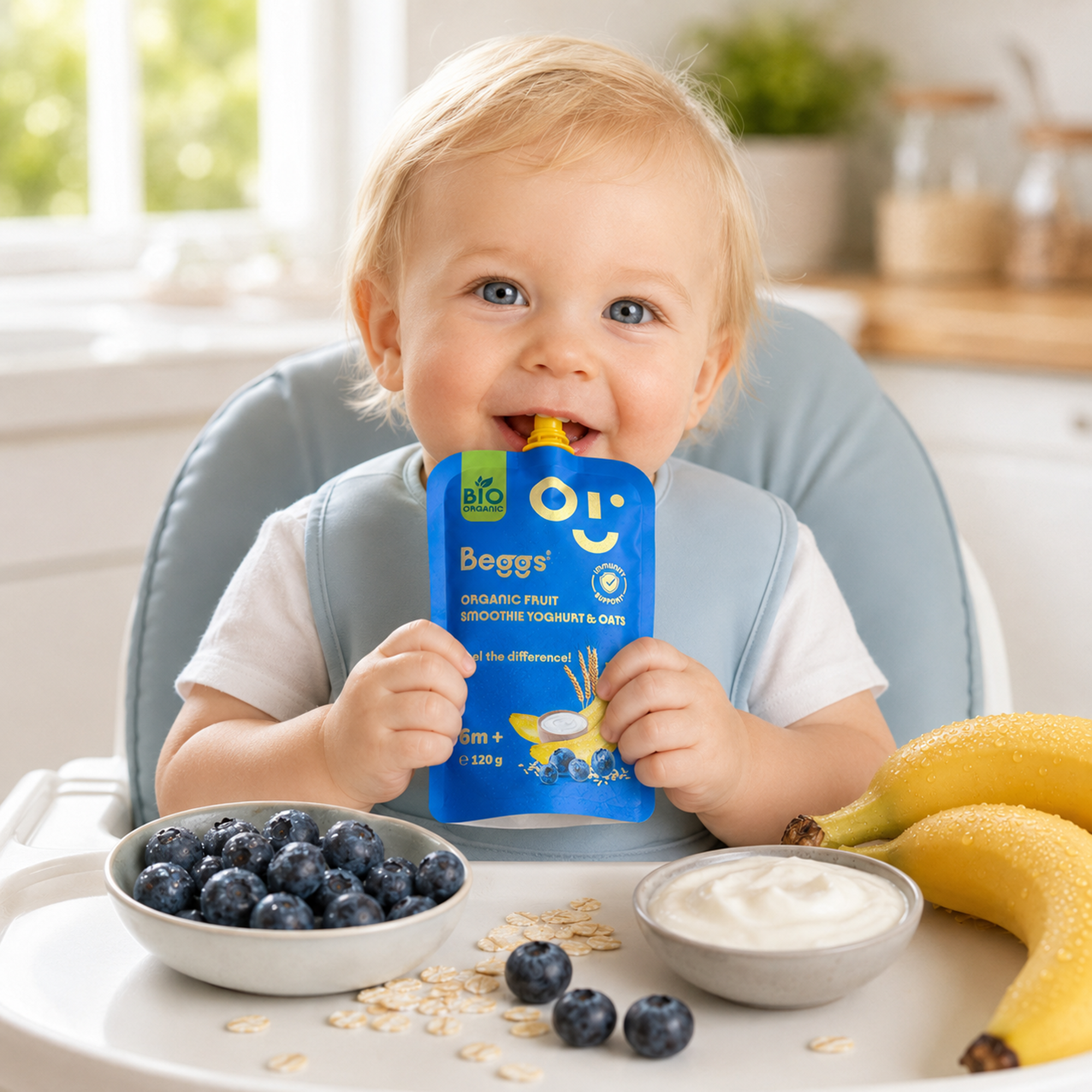 Beggs BIO Smoothie s ovocem, jogurtem a ovesnými vločkami (120 g)