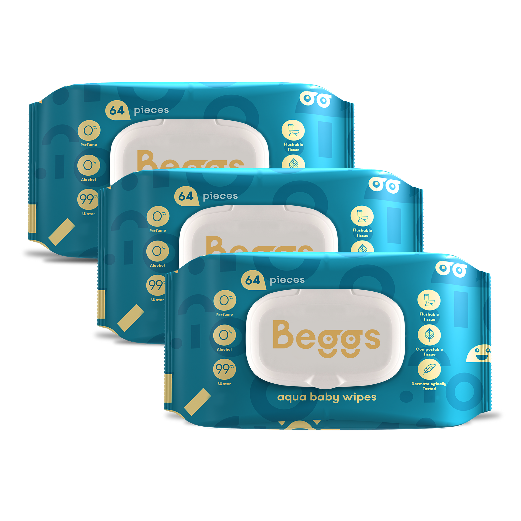 3x vlhčené splachovatelné ubrousky (64 ks)