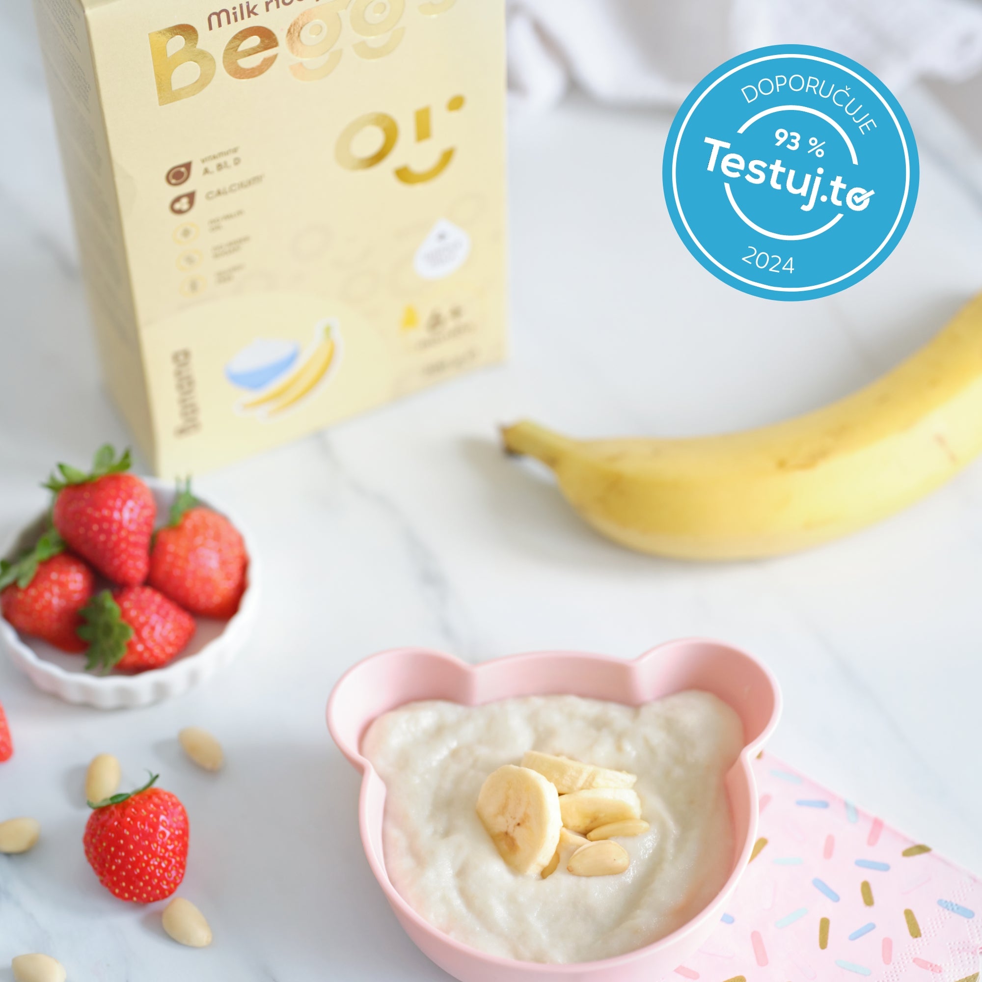 3x Beggs Mléčná rýžová kaše banánová (200 g)