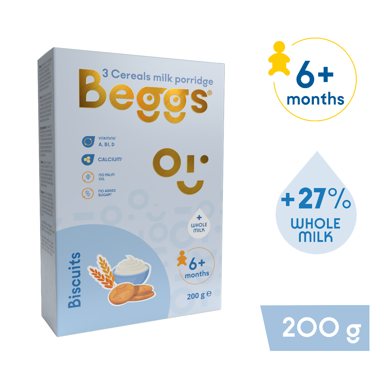 Beggs Mléčná 3zrnná kaše se sušenkami (200 g)