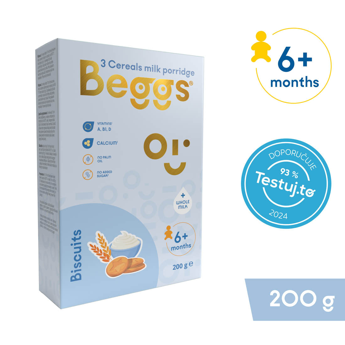 Beggs Mléčná 3zrnná kaše se sušenkami (200 g)