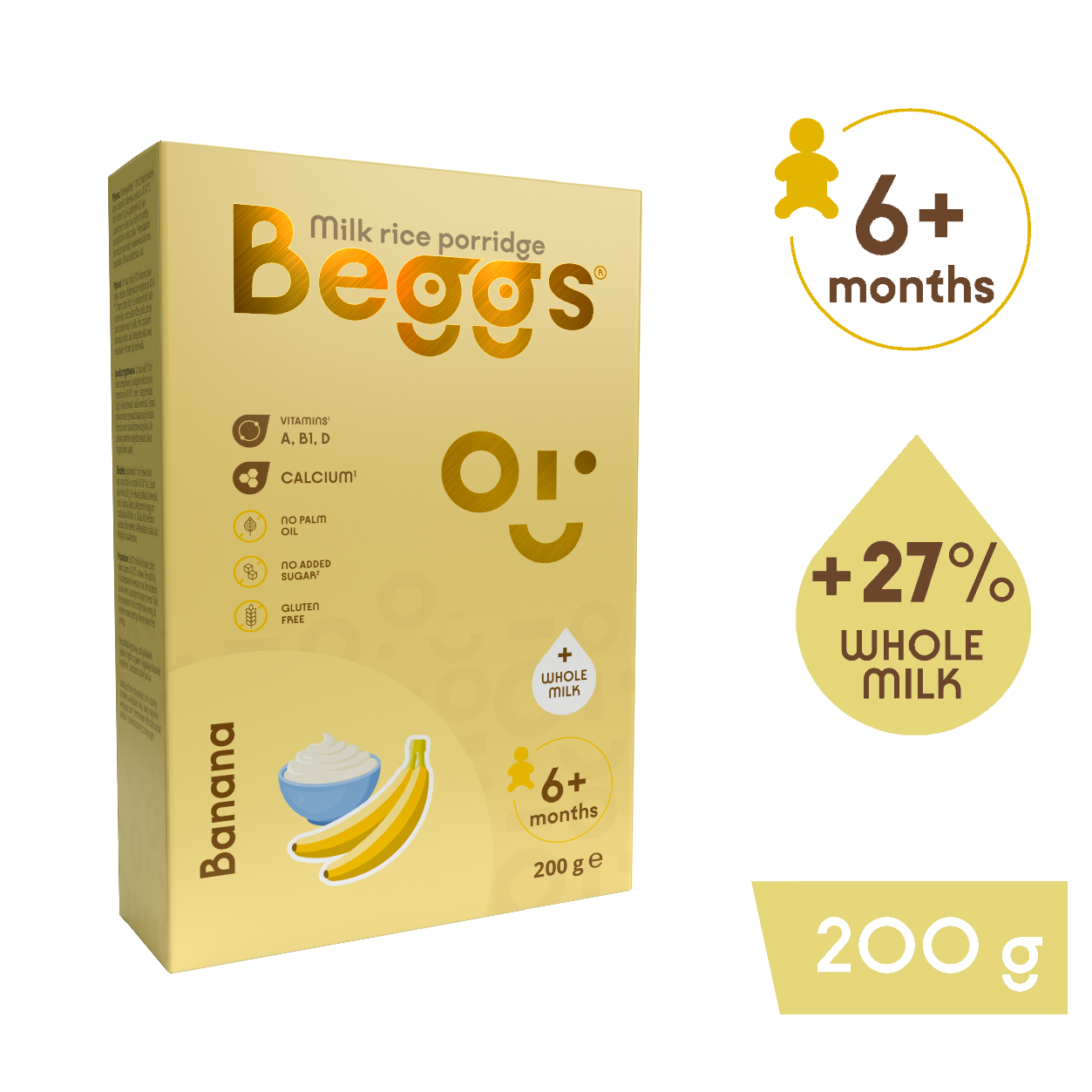 Beggs Mléčná rýžová kaše banánová (200 g)