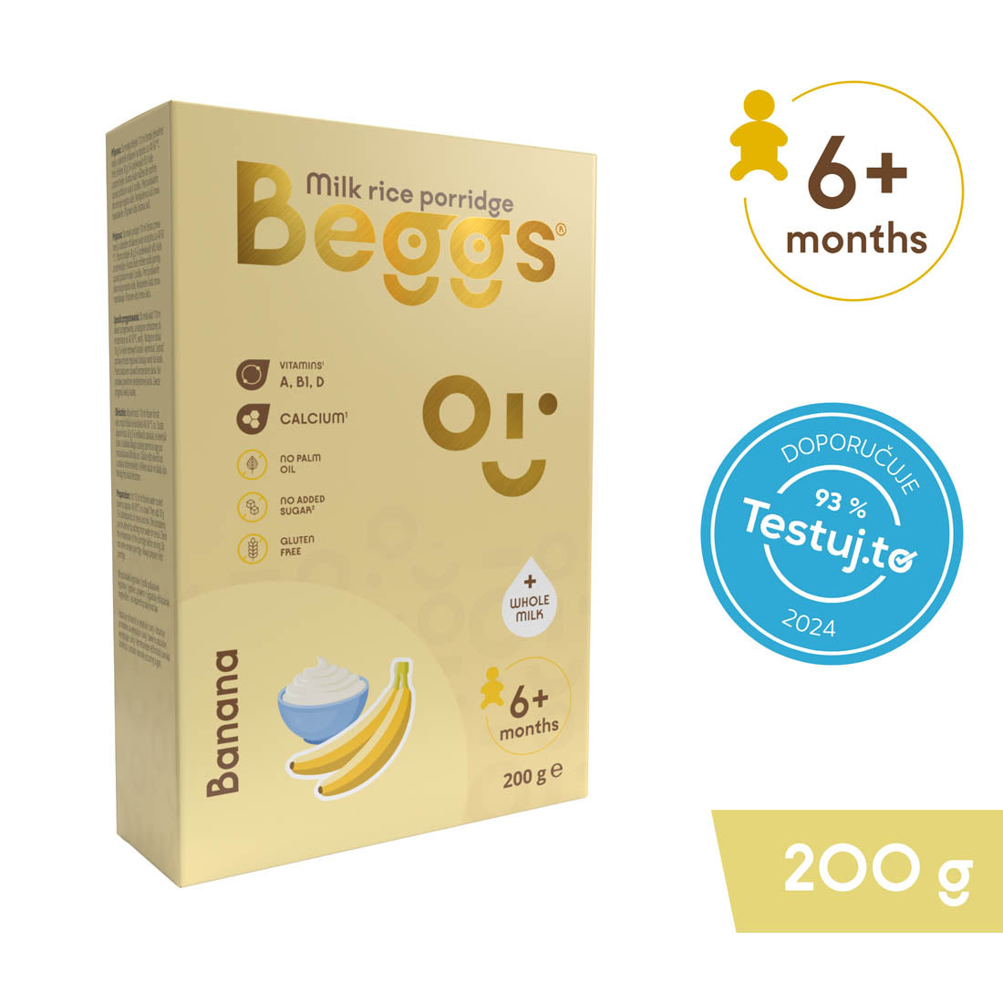 Beggs Mléčná rýžová kaše banánová (200 g)