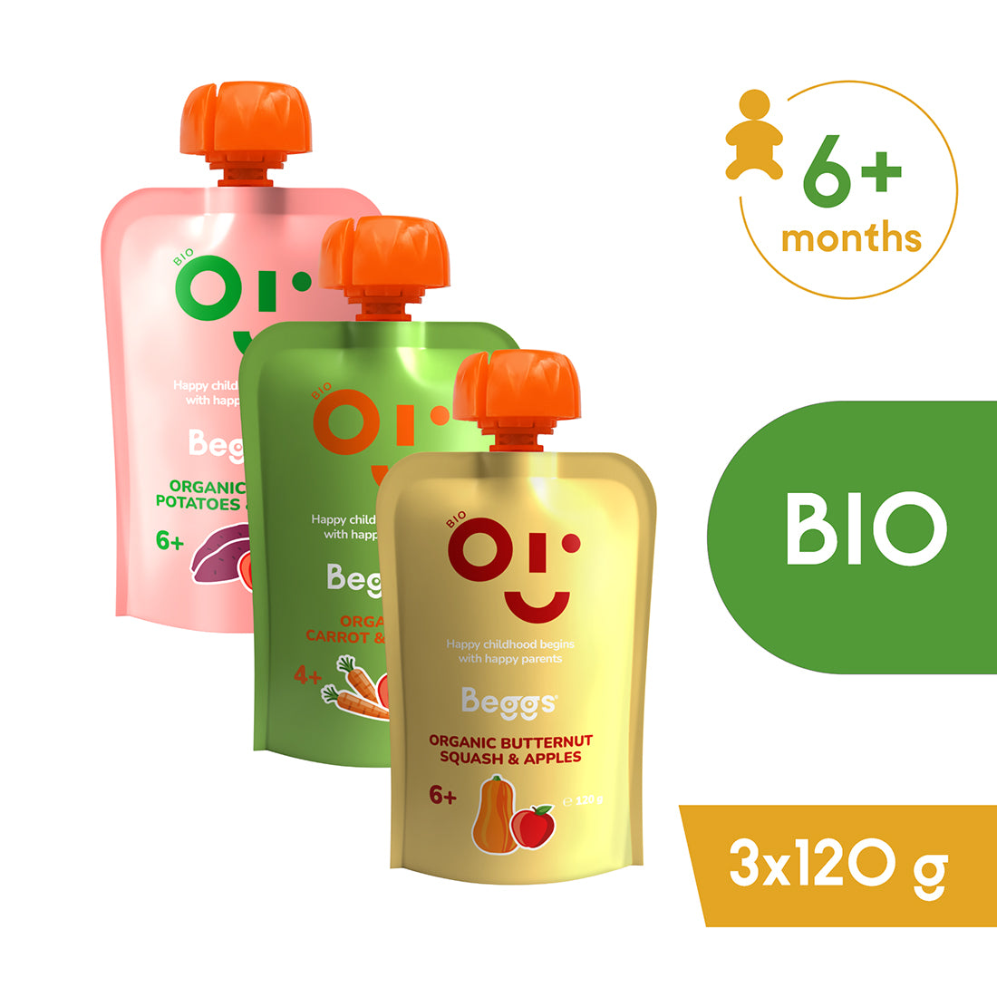 Beggs BIO Mix ovocno-zeleninových příkrmů (3× 120 g)