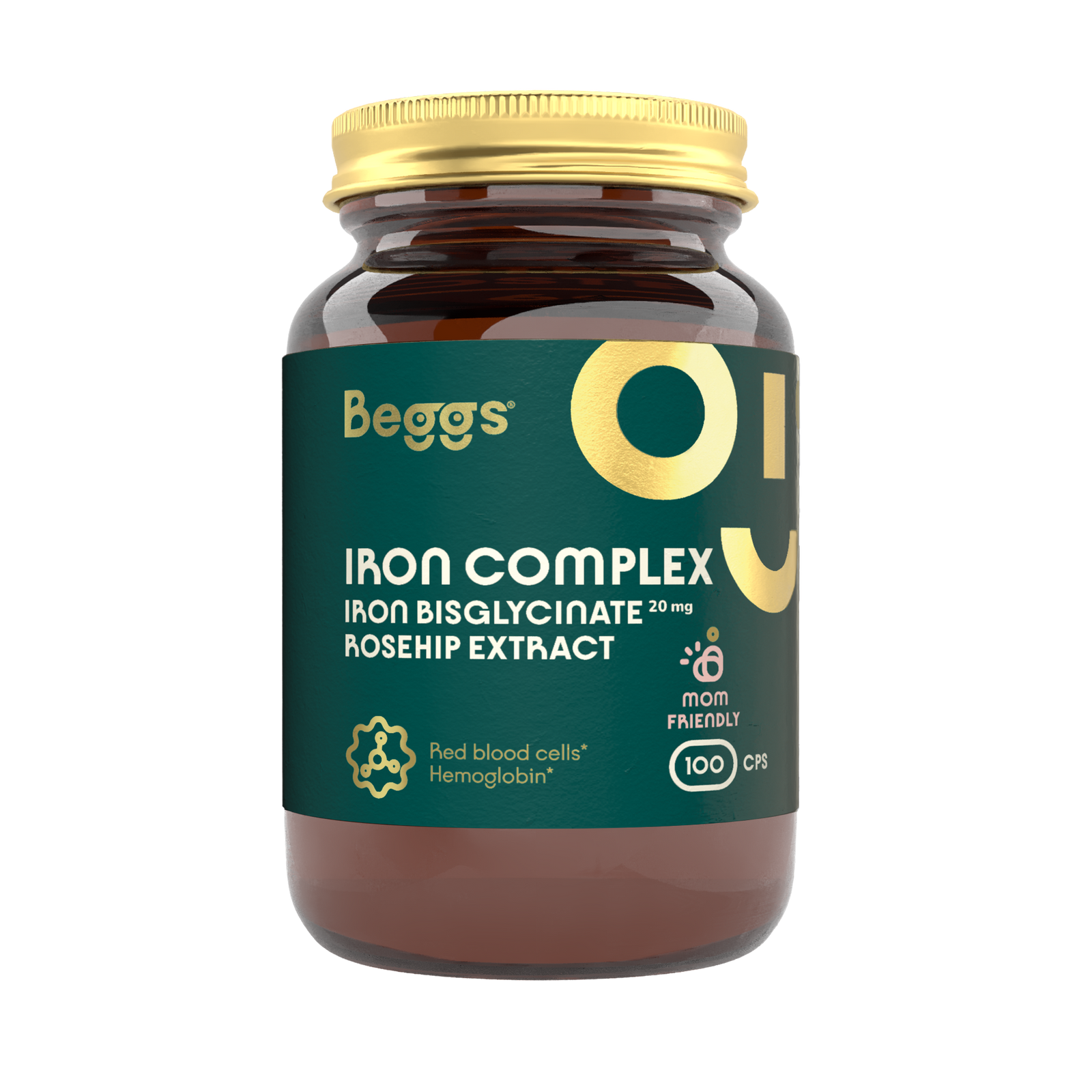 Iron bisglycinate 20 mg + rosehip extract (100 kapslí)