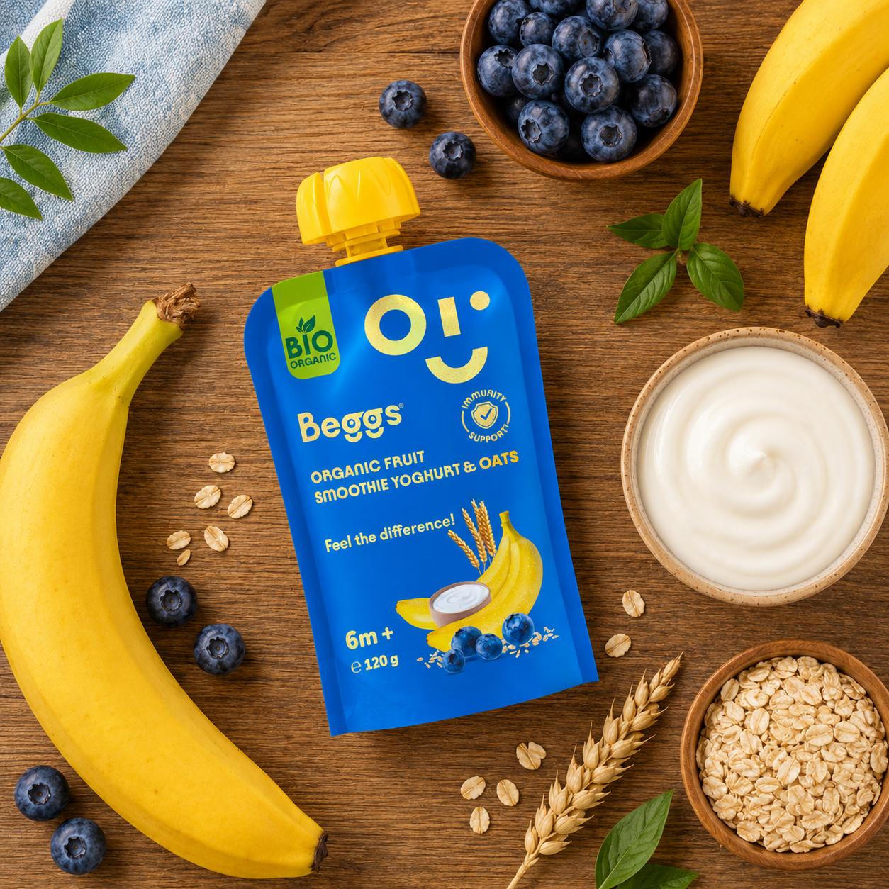 Beggs BIO Smoothie s ovocem, jogurtem a ovesnými vločkami (120 g)