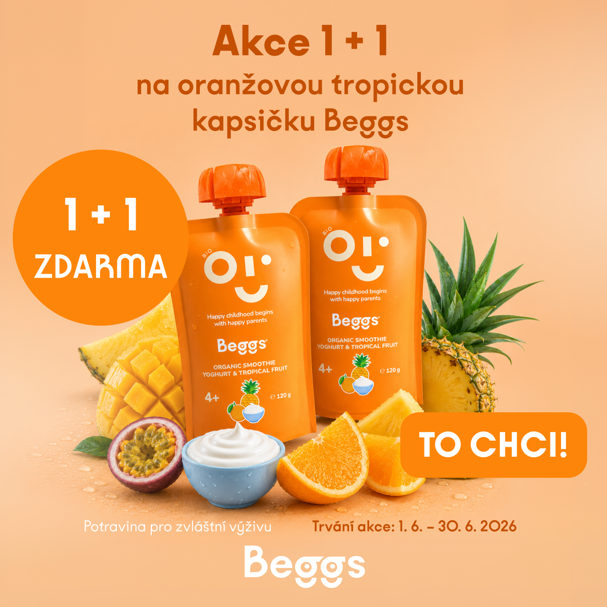Beggs BIO Smoothie s jogurtem a tropickým ovocem (120 g)