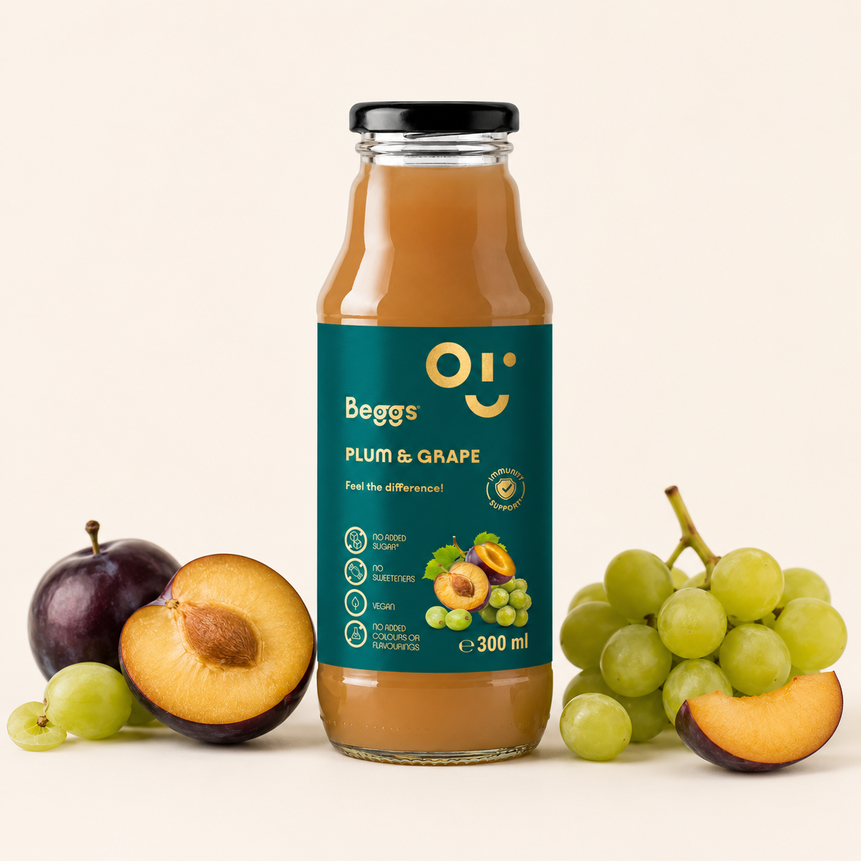 Beggs pije wino winogronowe i śliwkowe (300 ml)